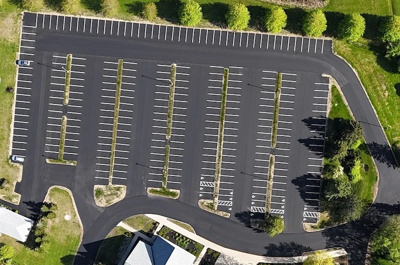 Parking Lot aerial photo with line striping